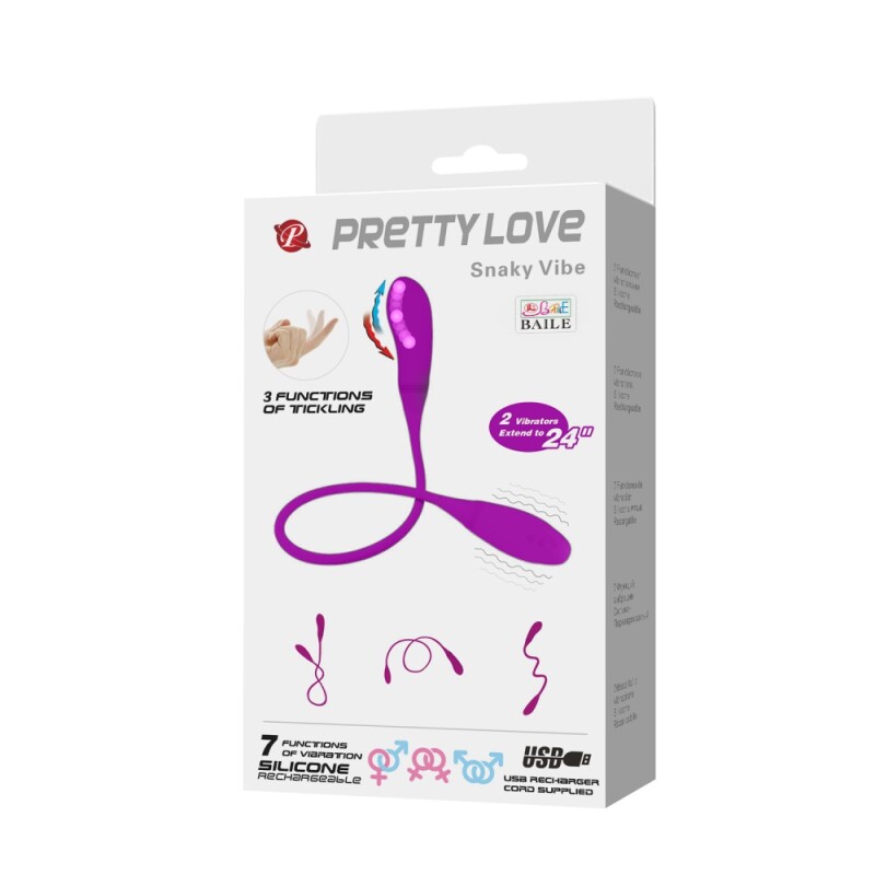Подвійне віброяйце Pretty Love Snaky Vibe гнучке, фіолетове, 60 х 3 см - Зображення 8