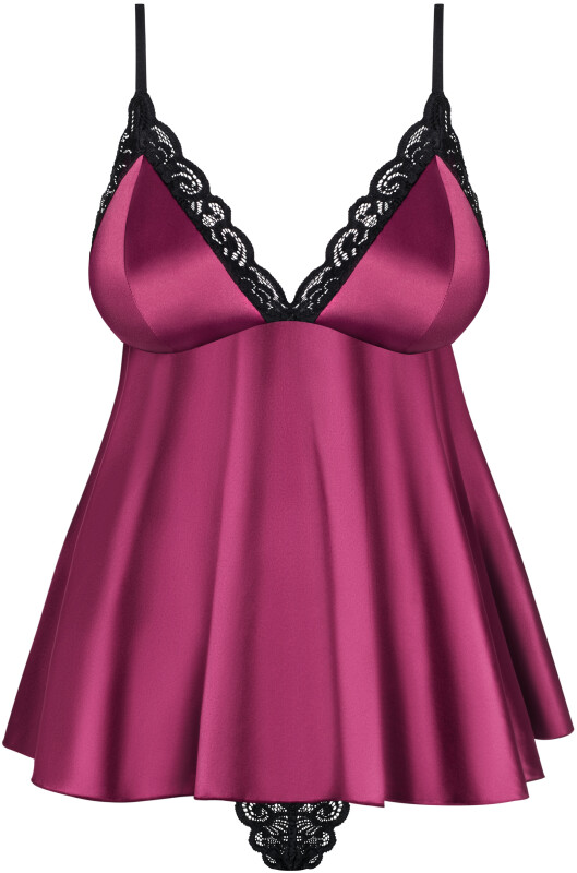 Сексуальна атласна бордова сорочка Babydoll S/M - Зображення 8
