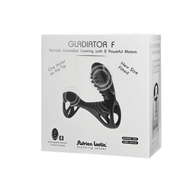Вібро-насадка Adrien Lastic Gladiator F з пультом, чорна, 11 х 3.6 см - Изображение 1