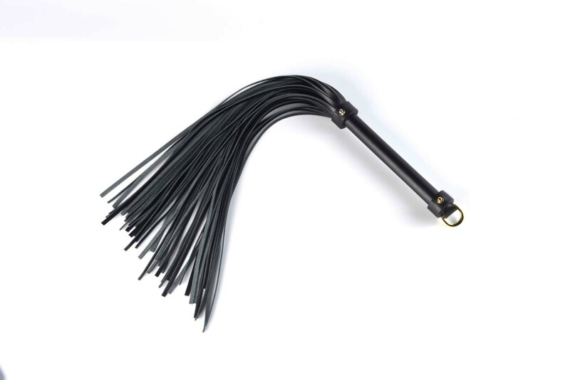 Флоггер (батіг) італійська шкіра UPKO Leather Flogger з позолотою, чорний - Изображение 3