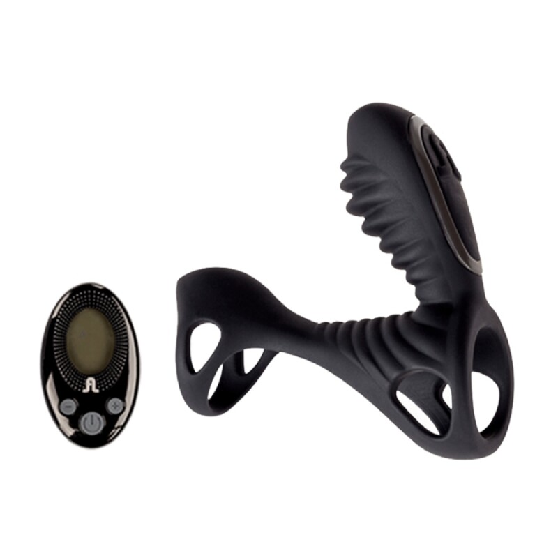 Вібро-насадка Adrien Lastic Gladiator F з пультом, чорна, 11 х 3.6 см