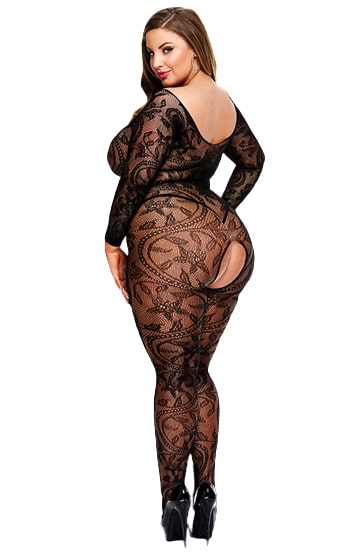 Сексуальний комбінезон Baci Lingerie XL, мереживний, з інтимним вирізом, чорний - Зображення 1