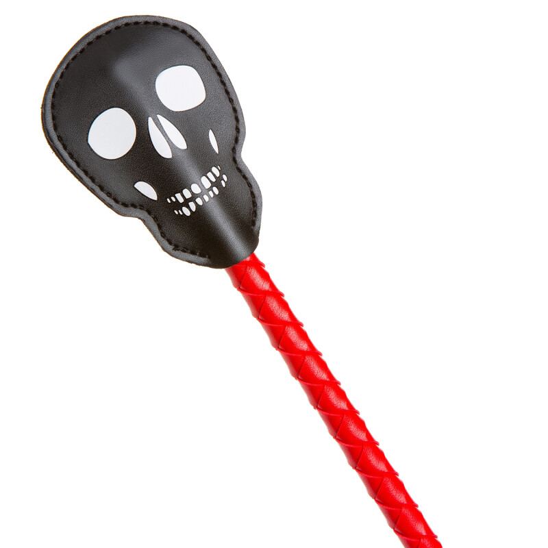 Стек у вигляді черепа IDEA SM зі штучної шкіри, червоно-чорний, 61 см - Зображення 2