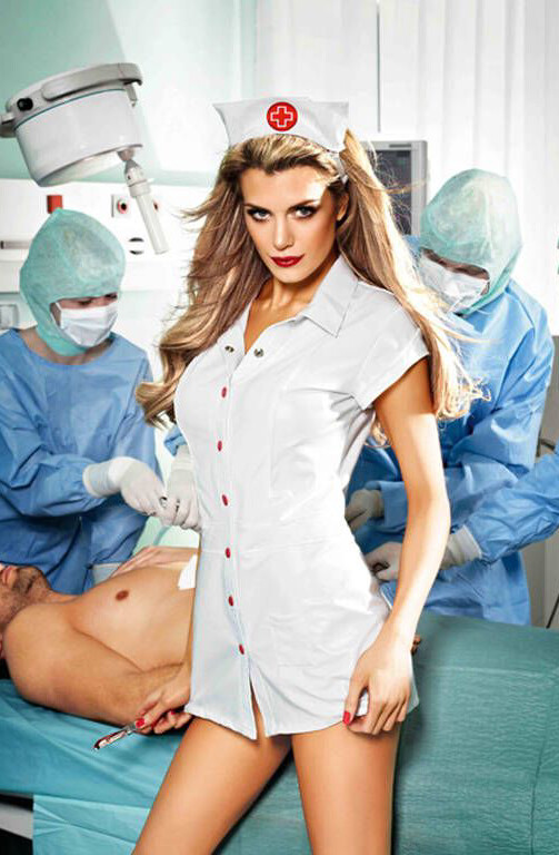 Еротичний костюм медсестри Baci Lingerie, OS, з чепчиком, білий - Изображение 4
