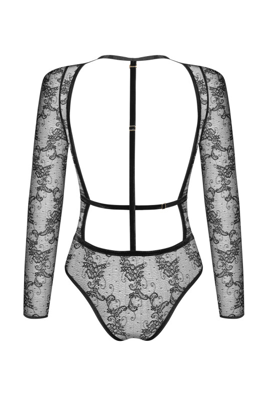 Еротичний боді Noir Handmade мереживний з відкритою спинкою, розмір M - Изображение 3