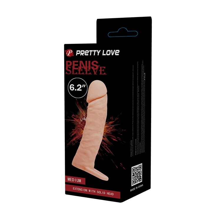 Насадка на пеніс Pretty Love подовжуюча, бежева, 16 х 3.8 см - Изображение 8