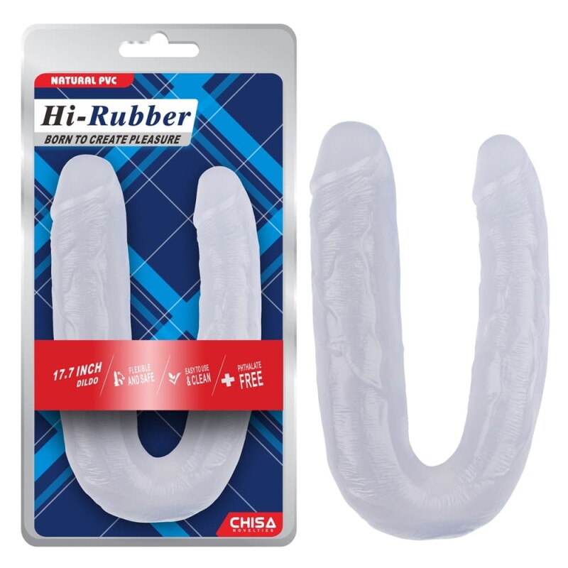 Фалоімітатор реалістичний подвійний Chisa Hi-Rubber, прозорий, 22.5 х 4.5/3.7 см