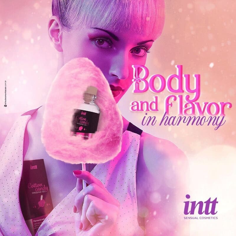 Масажний гель Intt Cotton Candy, 30 мл, з розігрівом для поцілунків зі смаком солодка вата - Зображення 4