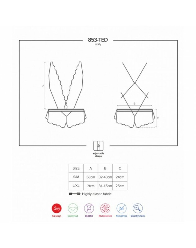 Боді мереживне Obsessive 853 напівпрозоре, червоне, L-XL - Изображение 3