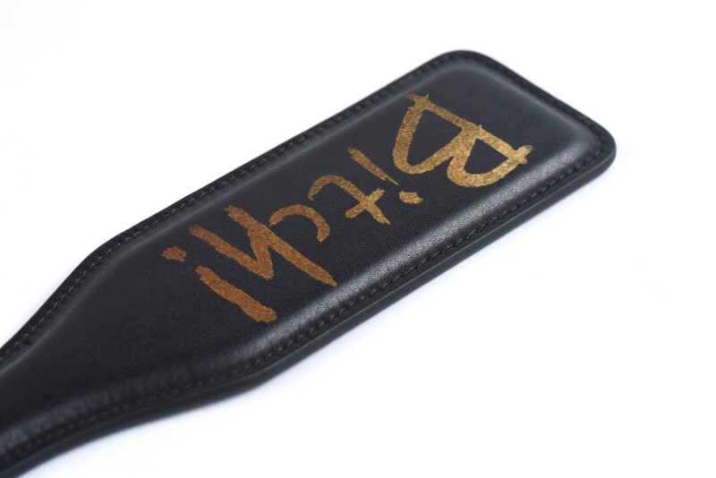 Паддл Bitch! UPKO Leather Spanking Paddle італійська шкіра, чорний - Зображення 4