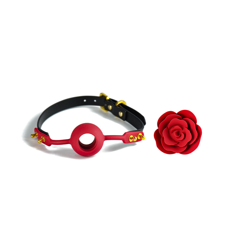 Кляп троянда з силікону та італійської шкіри Rose Ball Gag UPKO - Зображення 3