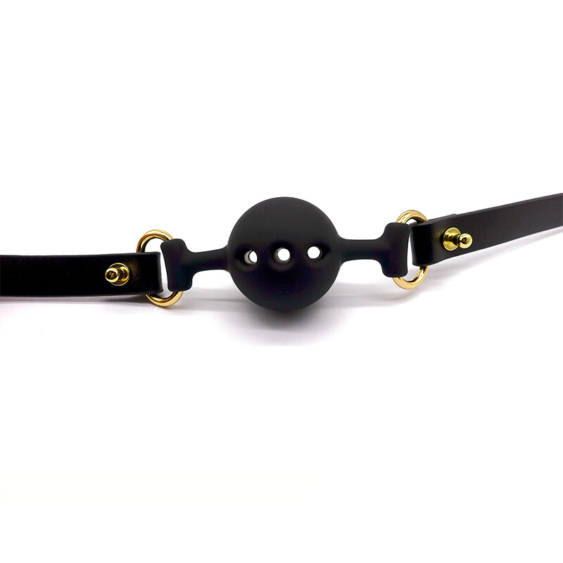 Кляп з силікону та італійської шкіри Breathable Small Ball gag UPKO - Изображение 5