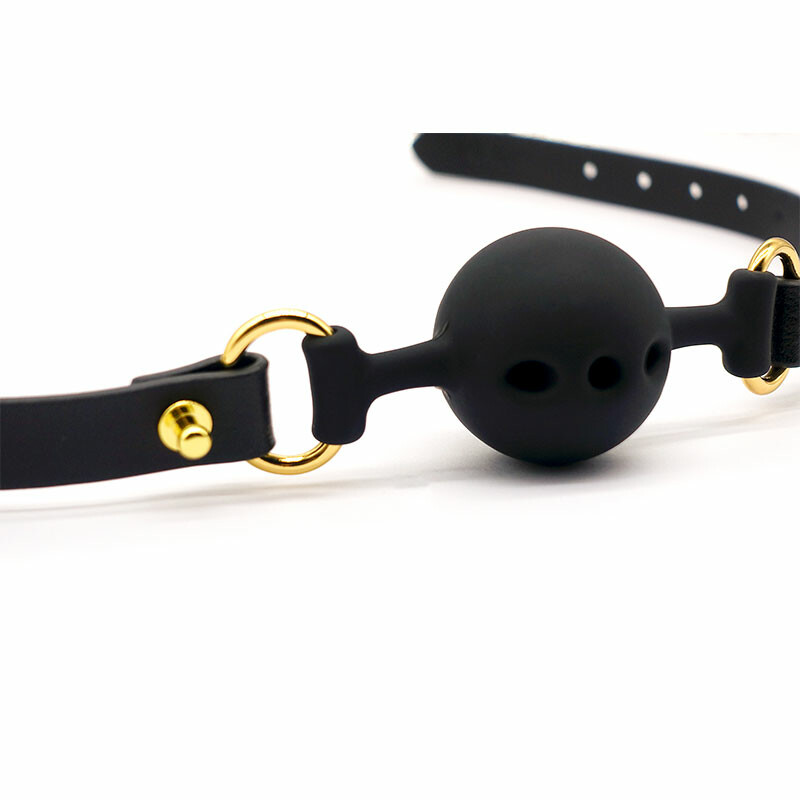 Кляп з силікону та італійської шкіри Breathable Small Ball gag UPKO - Изображение 6