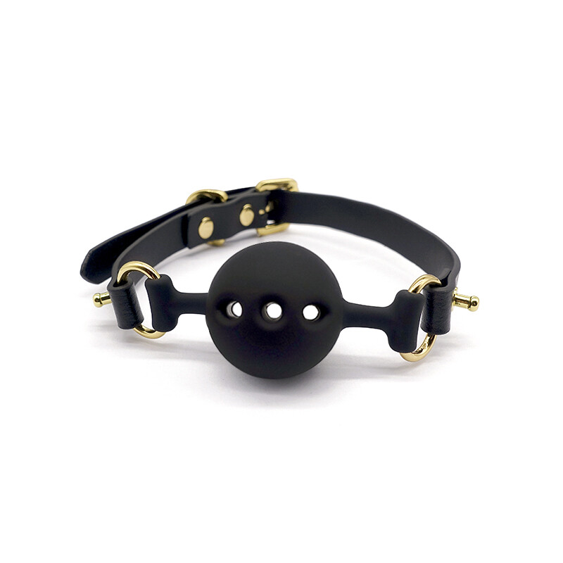 Кляп з силікону та італійської шкіри Breathable Small Ball gag UPKO - Изображение 3