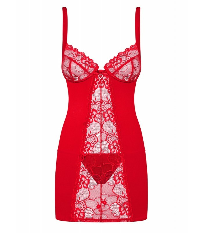Комплект сорочка + трусики Heartina chemise L / XL Червоний - Изображение 7