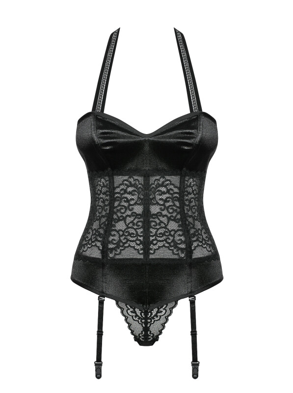 Еротичний корсет напівпрозорий з прикрасою і підвіскою corset & thong L / XL - Зображення 5