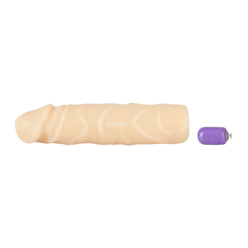 Вібронасадка на пеніс Nature Skin подовжуюча, бежева, 19 х 2 см - Изображение 4