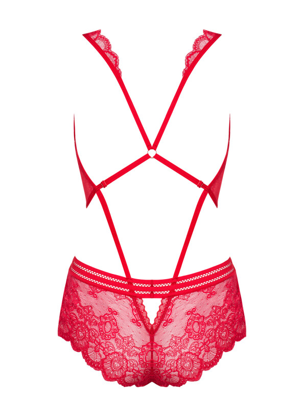 Боді мереживне Obsessive 853 напівпрозоре, червоне, L-XL - Изображение 9