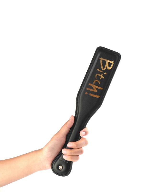 Паддл Bitch! UPKO Leather Spanking Paddle італійська шкіра, чорний - Зображення 3