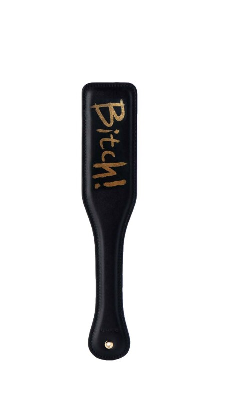 Паддл Bitch! UPKO Leather Spanking Paddle італійська шкіра, чорний - Зображення 1