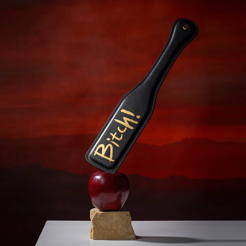 Паддл Bitch! UPKO Leather Spanking Paddle італійська шкіра, чорний - Зображення 2