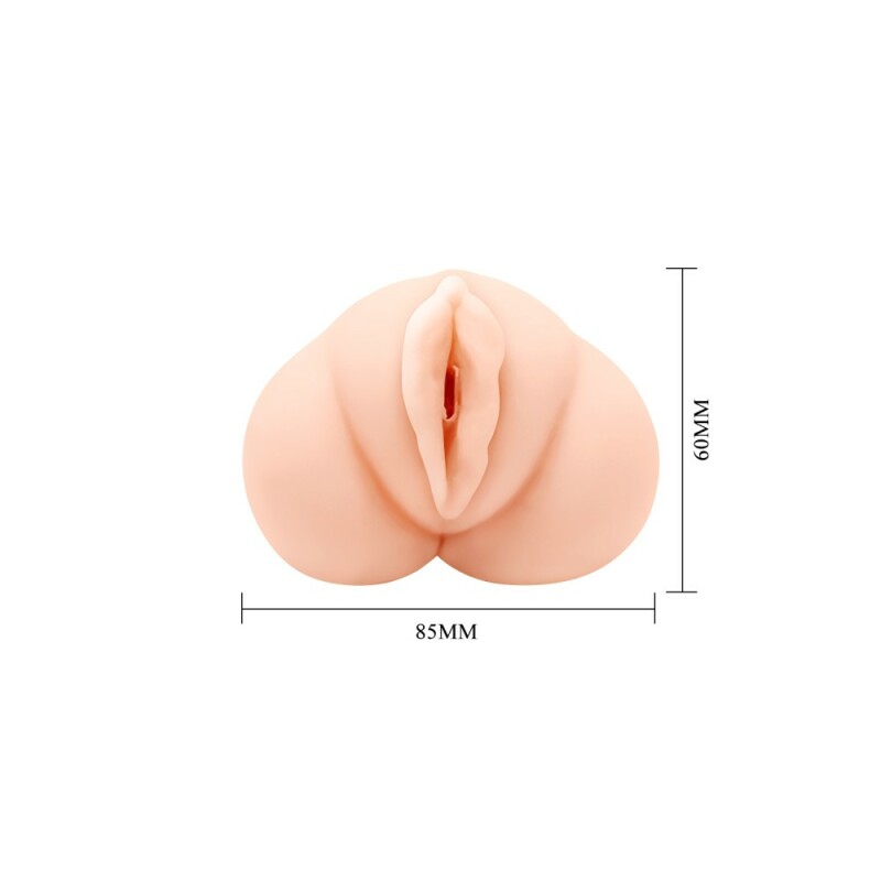 Мастурбатор-вагіна CRAZY BULL 3D Vagina з вібрацією, бежевий, 14 х 6 см - Зображення 9