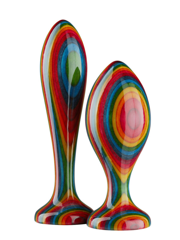Дерев'яна анальна пробка Teatiamo Rainbow Large - Зображення 2
