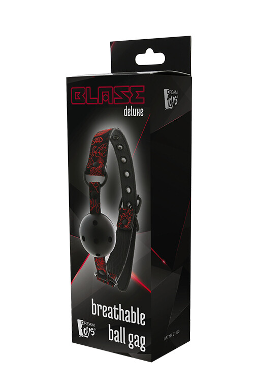 Кляп-кулька Dream Toys Blaze на ремінці з червоною вишивкою, чорний, 4.7 см - Изображение 1