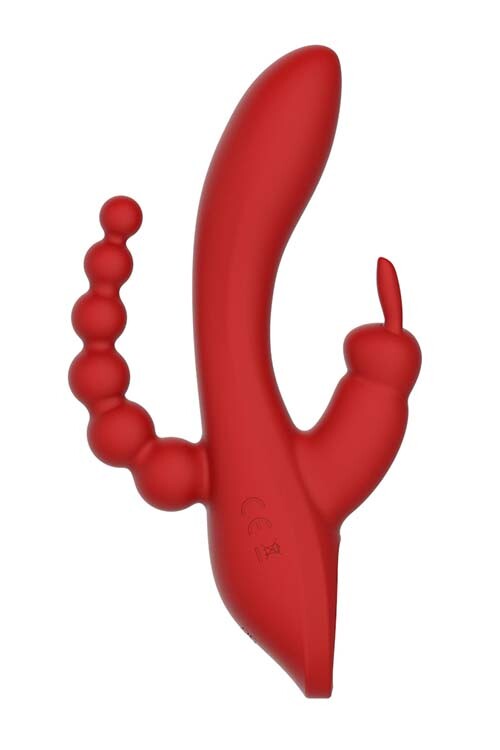 Вібратор-кролик Dream Toys Essentials Hera з анальним ланцюжком, червоний, 21 х 3.5 см - Зображення 4