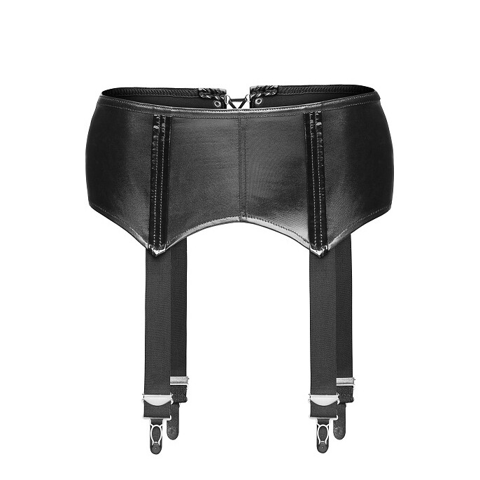 Пояс для панчіх сексі вініловий чорний Noir Handmade S - Зображення 6