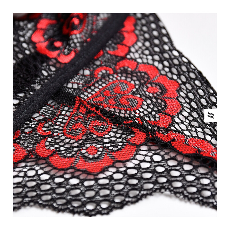 Боді Obsessive Megies мереживне, червоно-чорне, L-XL - Изображение 6