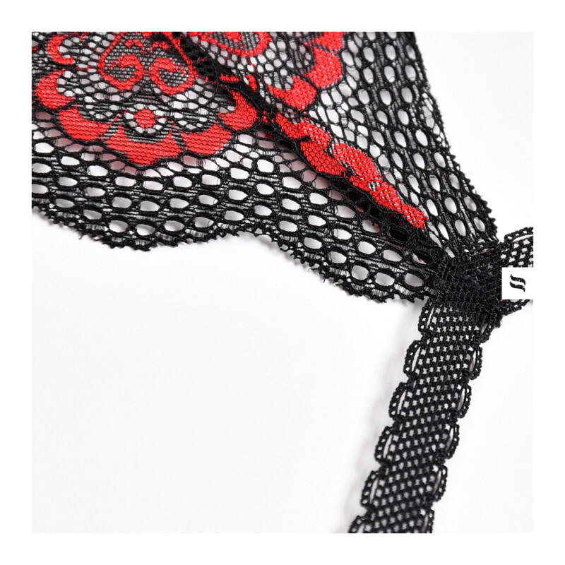 Боді Obsessive Megies мереживне, червоно-чорне, L-XL - Изображение 8