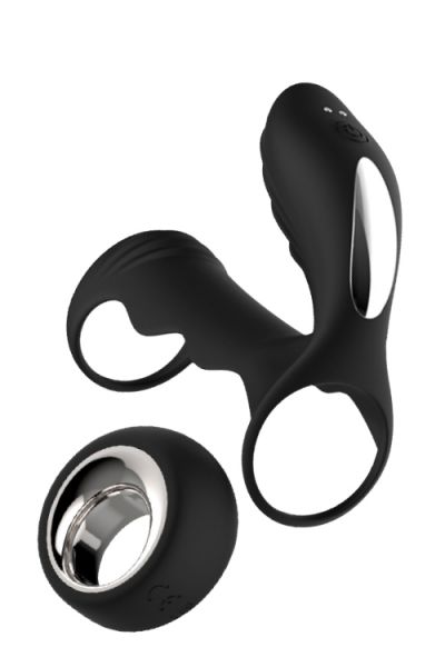 Подвійне ерекційне віброкільце Dream Toys Midnight Magic з пультом, чорне, 10 х 3.2 см