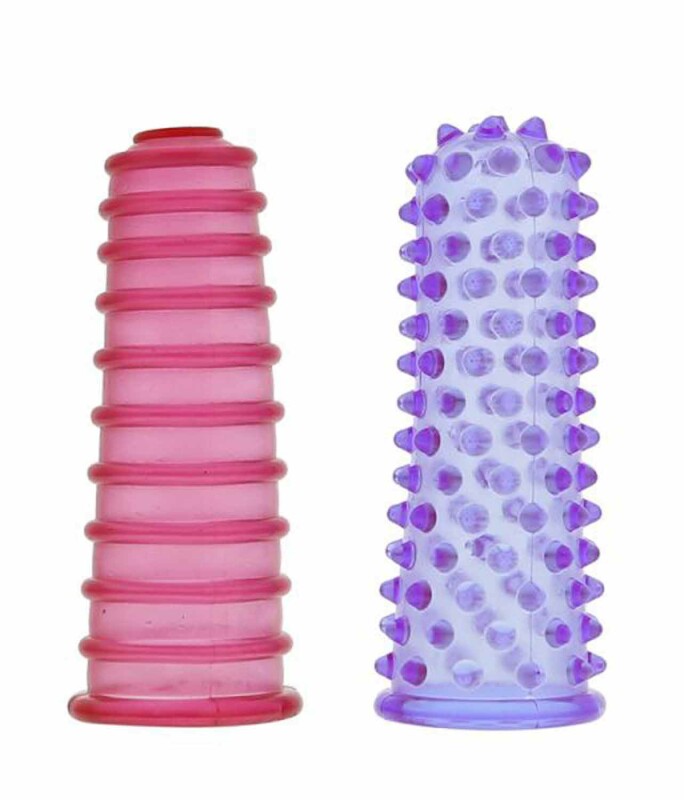Набір насадок на палець Dreamtoys Lust Fingers рельєфні, рожева та фіолетова, 2 шт