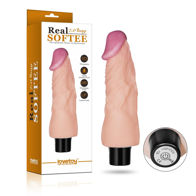 Вібратор реалістичний Lovetoy Real Softee тілесного кольору, 18 см х 3.9 см