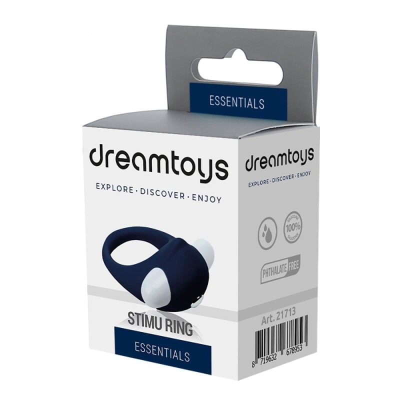 Ерекційне віброкільце Dream Toys Essentials Stimu еластичне, синє, 2.7 см - Изображение 1
