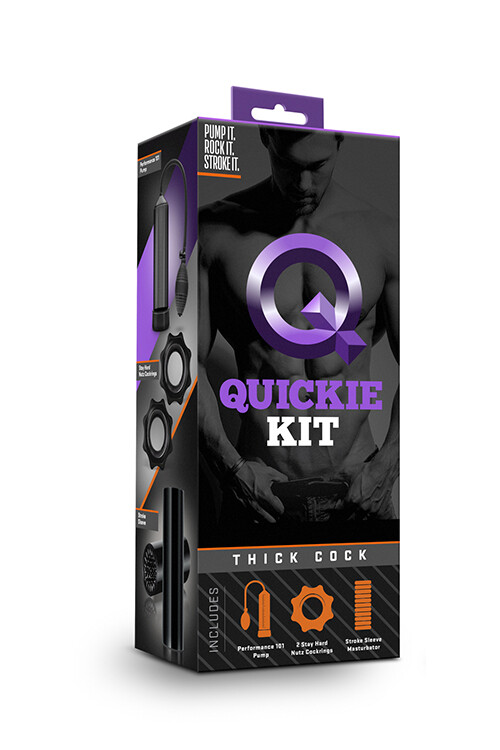 Вакуумна помпа механічна Blush Quickie kit з рукавом і двома кільцями, чорна, 24.1 х 5.7 см - Зображення 1