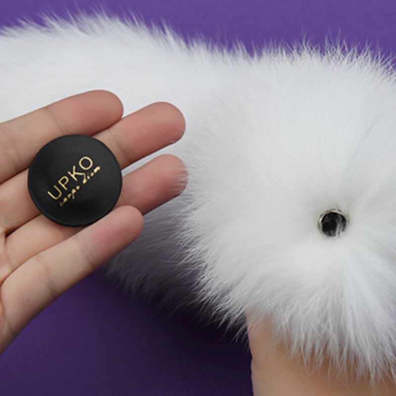 Хвіст на магнітній основі UPKO для Pet Play з лисячого хутра, білий - Изображение 2