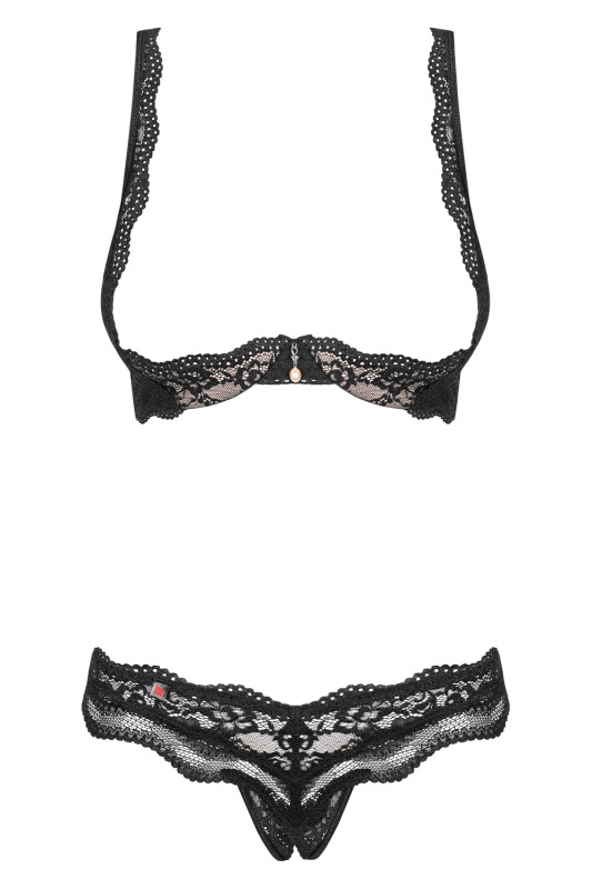 Комплект спідньої білизни Obsessive Luvae мереживний, чорний, L-XL - Изображение 7