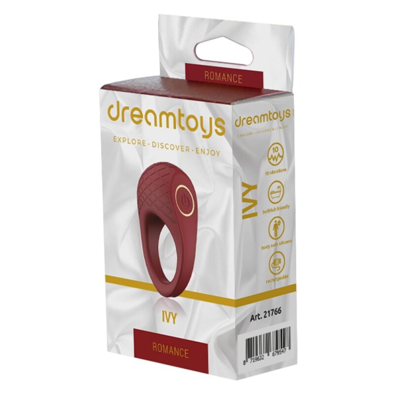 Ерекційне віброкільце Dream Toys Ivy еластичне, бордове, 6.5 х 3 см - Изображение 1