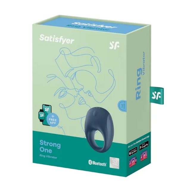 Ерекційне віброкільце Satisfyer Strong One з додатком, синє, 7.4 х 5 см - Изображение 1