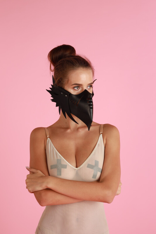 Маска ворон Muzzle 1 Candy Hero, шкіряна, ручної роботи, чорна - Зображення 1