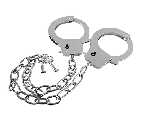 Наручники з ключиками Guilty Pleasure металаві, сріблясті, 65 х 9.7 см