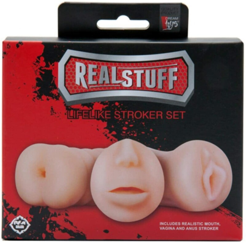 Набір мастурбаторів Dream Toys Realstuff бежеві, 3 шт - Зображення 1
