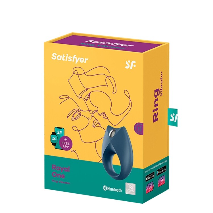 Ерекційне віброкільце Satisfyer Royal One Ring з додатком, блакитне, 7.5 х 5.2 см - Зображення 1