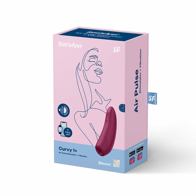 Вакуумний стимулятор клітора Satisfyer Curvy1+ з вібрацією та додатком, бордовий, 13.4 х 4.6 см - Изображение 1