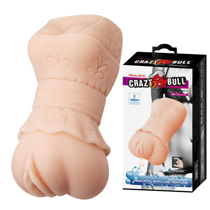 Мастурбатор-вагіна CRAZY BULL 3D Vagina реалістичний, бежевий, 13.5 х 7.1 см
