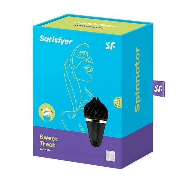 Вібратор для клітора з ротацією Satisfyer Sweet Treat у формі морозива, чорний, 10.5 х 5.6 см - Изображение 1