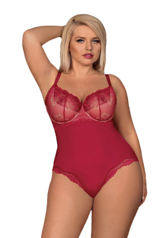 Боді з відкритою спиною Obsessive Rosalyne, бордове, XXL - Зображення 4