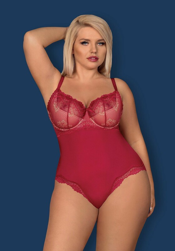 Боді з відкритою спиною Obsessive Rosalyne, бордове, XXL - Зображення 6